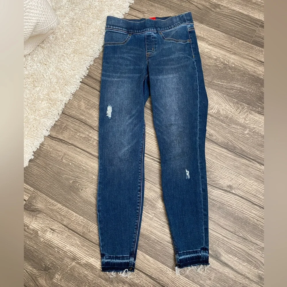 SPANX distressed ankle skinny jeans medium‎ wash NWOT size xs